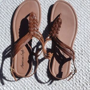 Tan brown American Eagle sandles, adjustable ankle strap, womens size 10